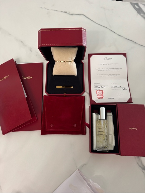 Cartier Other - Cartier Gold Bracelet Set with Red Presentation Boxes and Cream Cushion
